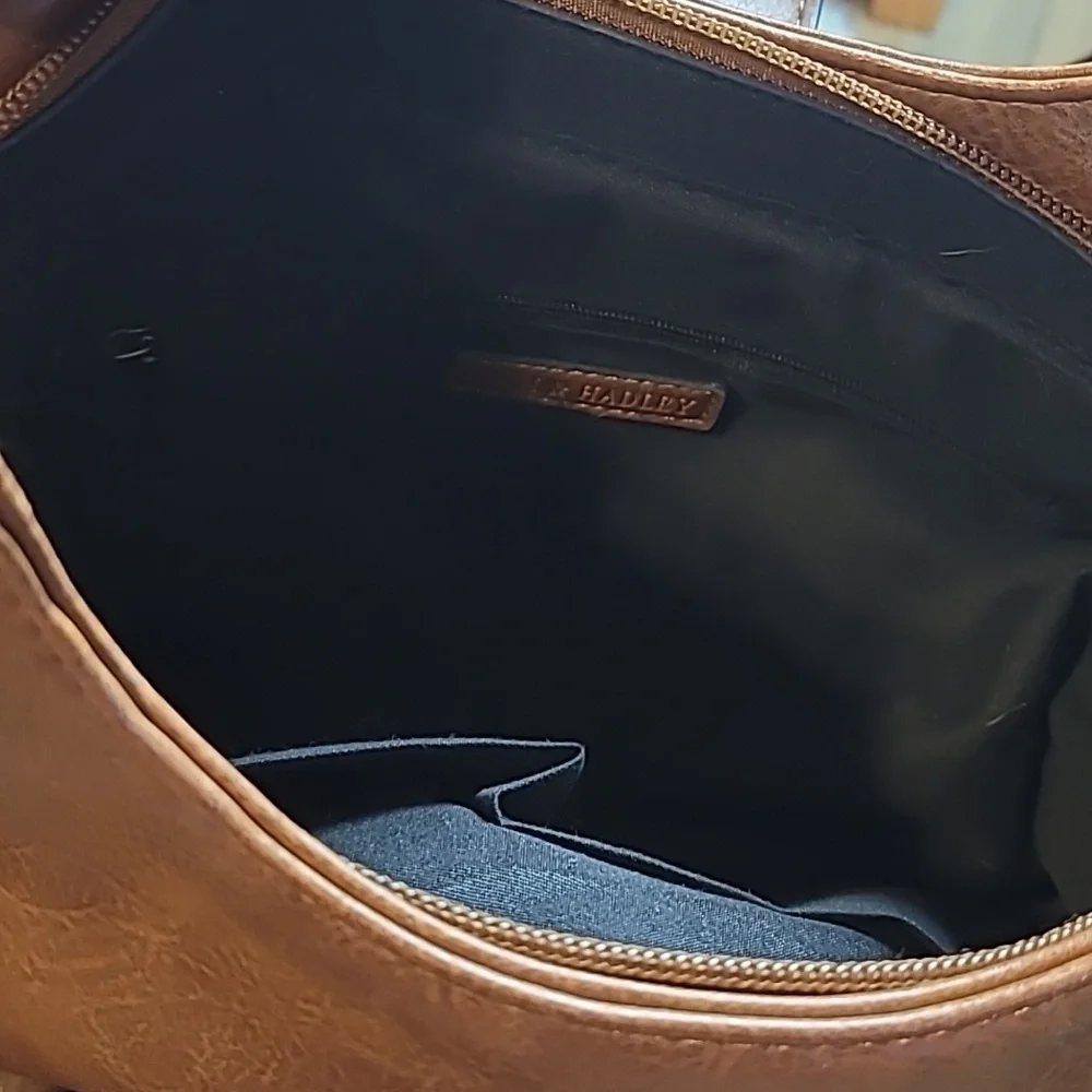 Sam & Hadley Brown Vegan Leather Boho Shoulder Bag Tote Purse